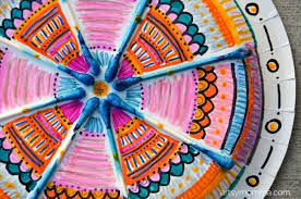 Once you have determined your area, gather your materials nearby so you have them in an easily assessable space. Paper Plate Mandala Craft Using Colored Q Tips Creative Kids
