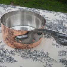 French Silver Lined Solid Copper Sauteuse Sauce Pan Ch M Etsy Beautiful Pans Cast Iron Handles Copper
