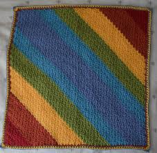 You work in the following pattern now Crochet Pattern Diagonal Rainbows Baby Blanket Underground Crafter