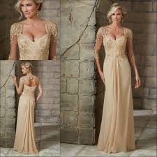 Gold Mermaid Mother Of The Bride Groom Dresses For Wedding Party 2017 Godmother Chiffon Lace Long Elegant Formal Evening Gowns Groom Dress