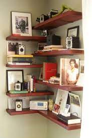 Choosing a diy corner shelving plan to make yourself gives you control over the quality of the materials you use and the design of the shelf itself. Corner Shelves By Lorene Home Diy Small Space Living Decor