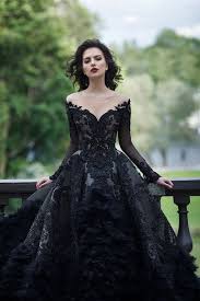 Black Deep Dress Fall Lace Lave Neck Unique Vintage Wedding Winter Unique Vintage Black La Black Wedding Gowns Black Wedding Dresses Gowns