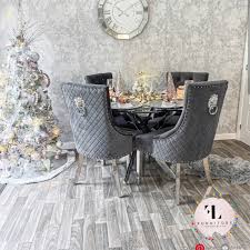 Polished marble table top and stainless steel frame. Arianna Mirrored Grey Solid Marble Dining Table Set Majestic Chairs Celebrity Interiors