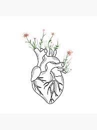 Heart with flowers growing out of it. Growing Heart Art Board Print By Audreylee04 Redbubble