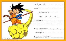 Carte Invitation Dragon Ball 04 Carte Invitation Invitation Anniversaire Invitation