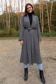 Yaka Ve Kol Kat Hirka Gri Kadin Giyim Moda Stilleri Hirkalar