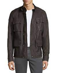 Belstaff Woodbridge Leather Utility Jacket In Black Modesens