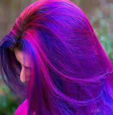 Parlak Neon Pembe Mor Ve Mavi Renkli Galaksi Marjinal Ilginc Tarz Sac Modeli Kadinca Fikir Kadinca Fikir Hair Styles Hair Color Hair Color Purple