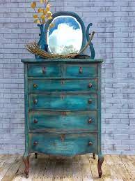 Bohemian Blue Dresser Rustic Farmhouse Dresser With Mirror Shabby Chic Dresser Blue Dresser Painted Furniture