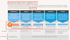 Concur Pricing Expense Management Strategies Pricing Table