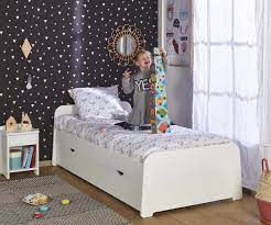 Lit cabane 80x160 cm neree blanc. Lit Enfant Avec Tiroir Eden Mobilier En Bois Gain De Place