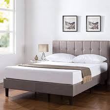 Zinus Upholstered Vertical Detailed Platform Bed In Grey King Check This Awesome Product By Goi Platform Bed Mattress Upholstered Platform Bed Platform Bed