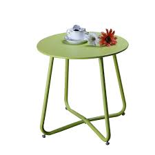 Vidaxl coffee table real stone with marble texture side table accent couch table for living room home and office green 40x40x40 cm. Grand Patio Steel Patio Side Table Weather Resistant Outdoor Round End Table Lime Green Buy Online In Bahamas At Desertcart 40903314