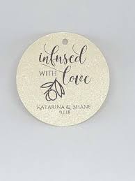 3 Shimmer Champagne Personalized Infused With Love Olive Oil Theme Favor Real Silver Rose Gold Foil Tags Wedding Favor Tags Wedding Tags Gold Foil Tags Gold Foil Text Wedding Favor Tags