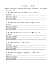 Both the independent variable and dependent variable are examined in an experiment using the scientific method, so it's important to know what they are if you write out the variables in a sentence that shows cause and effect, the independent variable causes the effect on the dependent variable. 33 Independent And Dependent Variables Worksheet Science Free Worksheet Spreadsheet