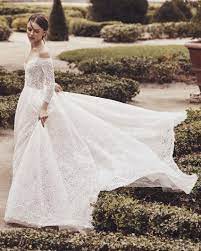 Monique Lhuillier Spring 2020 Lovely Mosaic Lace Ball Gown With Off The Should Spring Wedding Dress Monique Lhuillier Bridal Monique Lhuillier Wedding Dress