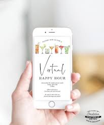 Virtual Happy Hour Invite Virtual Party Social Distancing Etsy In 2020 Printable Invitation Templates Invitations Virtual Party