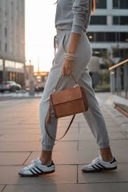 Golden Hour Grey Sweatsuit: Leather Bag Styling Hack