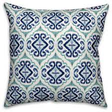 Made to be water and fade resistant, it is perfect for outdoor use. Blue Watercolor Medallion Outdoor Throw Pillow 18 X18 Mediterranean Outdoor Cushions And Pillows By Designs Direct Houzz