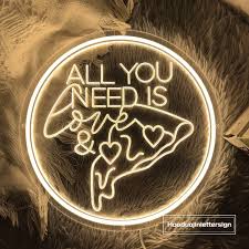 USB 3D Engraved All You Need is Love & Pizza LED Neon Sign Custom Pizza  Coffee Shop Cafe Kitchen Decoration Restaurant Decor Welcome Sign
