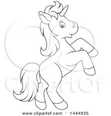 You can use them for free. Clipart Of A Cartoon Black And White Lineart Cute Unicorn Rearing Royalty Free Vector Illustration By Alex Bannykh 1444935