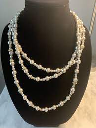 Vintage Givenchy Light Silver Long Faux Pearl Necklace Gold Etsy Faux Pearl Necklace Gold Pearl Necklace Faux Pearl