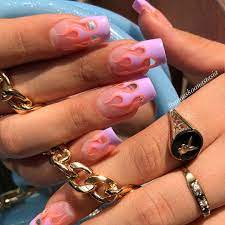 Pastel Flame Nails Love Flames And Colors On These But I Would Change The Shape Acrylicnailsnatural Fire Nails Cute Acrylic Nails Trendy Nails