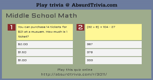 Today's mother's day plaza is here! Trivia Quiz Middle School Math