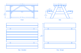 Picnic Table Rectangular Dimensions Drawings