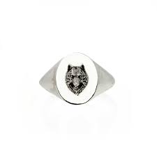 No 13 Wolf Signet Ring Silver Signet Ring Silver Rings