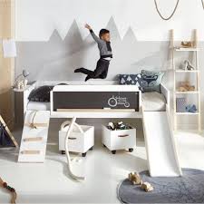 Halbhohes Hochbett Play Learn Sleep Kiefer Mit Rutsche 90x200cm Kinder Zimmer Kinderbett Mit Rutsche Halbhohes Hochbett
