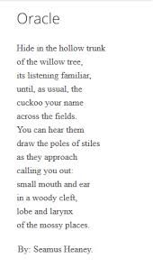 Oracle By Seamus Heaney Poetry Words Poetic Words Pretty Words