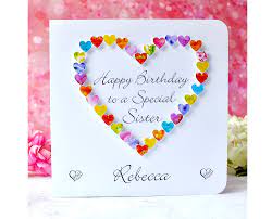 Sister Birthday Card Handmade & Personalised Birthday Card for a Special  Sister Colourful Love Hearts Card From Bright Heart Design - Etsy