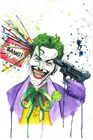 Joker Inspired Watercolor Painting Art Print Batman Harley Etsy Mini Canvas Art Joker Art Paintings Art Prints