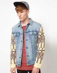 It's polished and flattering, and we recommend pairing this with blouses from our top shop, dress pants, skirts, and even dresses. Insight Denim Jacket With Knitted Sleeves In Blue For Men Lyst