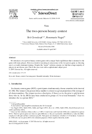 From the nash equilibrium when actions are strategic complements than. Pdf The Two Person Beauty Contest Rosemarie Nagel Academia Edu
