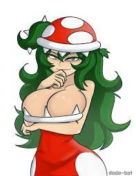 1girls breast hold breasts cleavage dodo-bot dress female female  only green eyes green hair long hair looking at viewer mario (series)  matching haireyes piranha plant piranha plant girl seductive