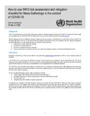 How To Use Who Risk Assessment And Mitigation Checklist For Mass Gatherings In The Context Of