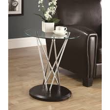 Chrome Metal Black Base Accent Table Tempered Glass Glass Accent Tables Glass Top Accent Table Table