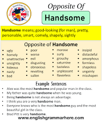 Opposite Of Handsome Antonyms Of Handsome Meaning And Example Sentences Antonym Opposite Words Cont Opposite Words English Vocabulary Words Book Writing Tips