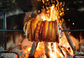 N° 6035.1003 modello 202 fino a 30 kg Tronco Di Porchetta Allo Spiedo Cucinare A Fuoco Vivo