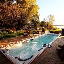 Hydropool Self Cleaning 19fx Swim Spa Sunken In Ground With Decked Surround Swim Spa Swimming Pools Backyard Small Backyard Pools