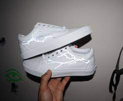 Lightning Strike Vans Old Skool The Custom Movement White High Top Vans Vans Old Skool All White Vans