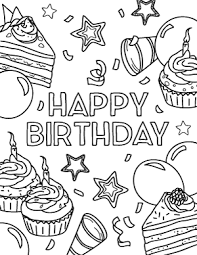 Keep a cat and pumpkin company on a magical night. Free Printable Birthday Coloring Pages
