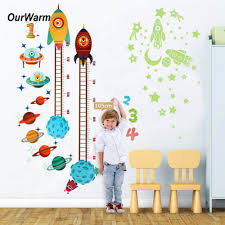 Us 3 99 20 Off Ourwarm Kids Birthday Party Decorations Rocket Height Stickers Luminescent Baby Nursery Height Chart Festive Party Supplies In Party