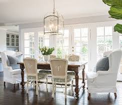 Love The Wingback Chairs At The Head Of The Table And The Back Upholstery Detail On The Side Di Mixed Dining Chairs Dining Room Design Traditional Dining Rooms