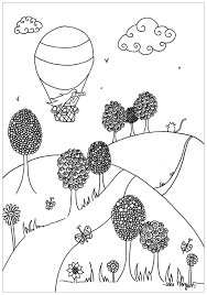 To print out a black and white coloring sheet, use the eraser to remove all the colors in the picture, and click the printer icon! Hot Air Balloon Over The Plains Anti Stress Adult Coloring Pages