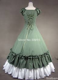 Custom Made Green And White Sweetheart Cotton Prom Gothic Victorian Dresses Costume Free Ship Gothic Victorian Dresses Victorian Dress Costume Long Gown Dress