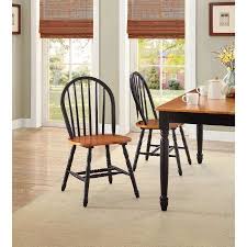 Better Homes And Gardens Autumn Lane Windsor Solid Wood Chairs Set Of 2 Black And Oak Walmart Com Wooden Dining Room Chairs Solid Wood Dining Chairs Solid Wood Chairs