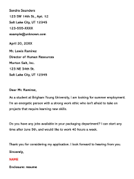 Summer Job Cover Letter Example Writing Tips